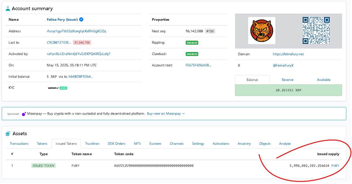 I could have sworn we minted 9 Billion tokens for $FURY. 🤣

$FURY  (check logo, CA as there are two)
CA: rfuryz1gyiTtkEGzXcwghjkKxRHGgXCiZq
HZN: horizonxrpl.com/token/46555259…