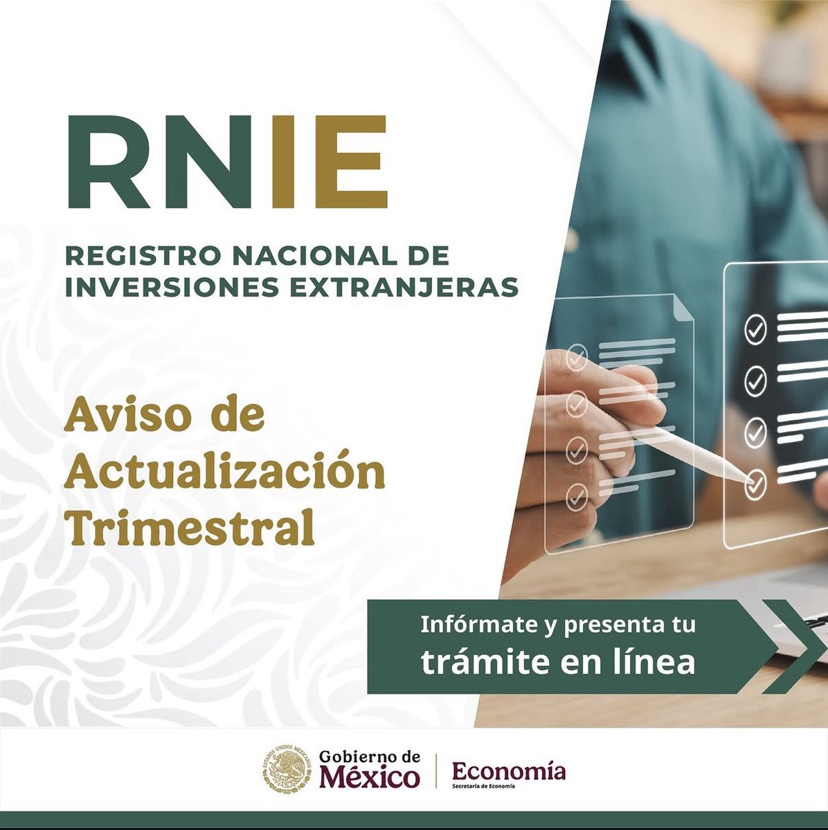 Ismael_Ortiz's tweet photo. 📢 ¿Tu empresa presentó cambios durante el segundo trimestre de 2025?
Recuerda que estás obligado a presentar el Aviso de Actualización Trimestral ante el RNIE. 

Realiza el trámite en línea 🔗 https://t.co/a5PF8fu43D del 1 al 14 de julio. 

¡No lo dejes pasar! https://t.co/Xxs28l16Lt