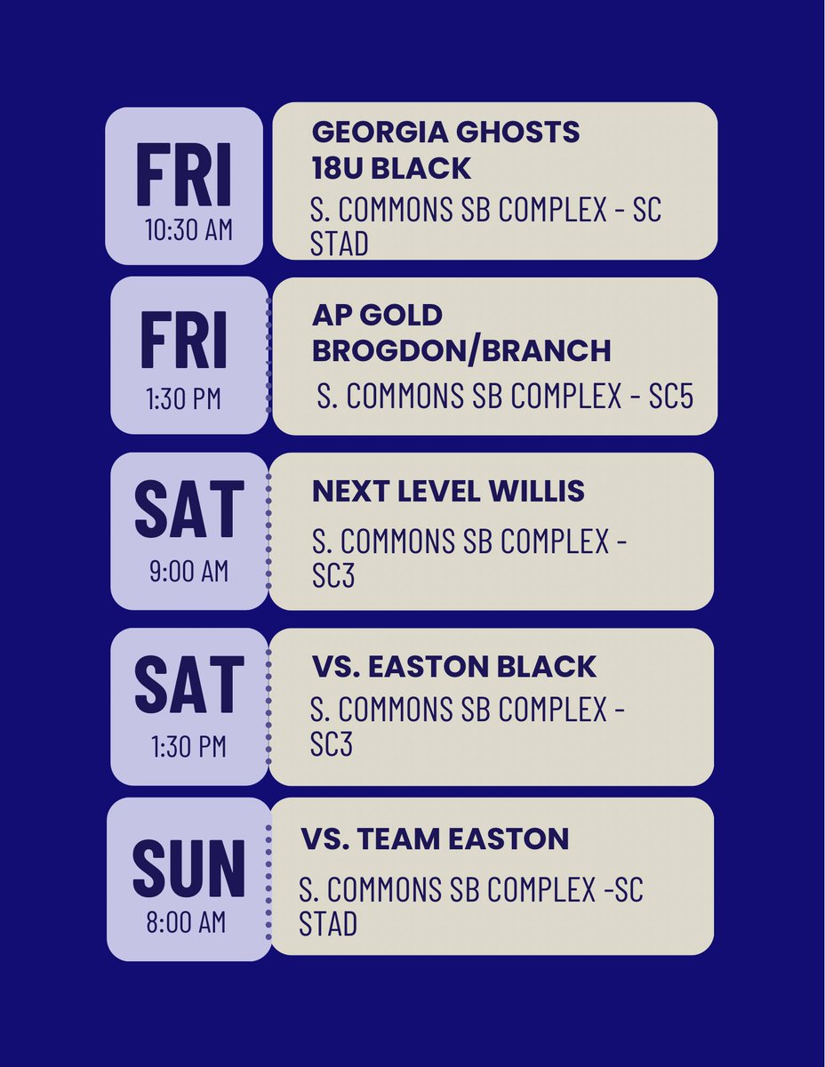 UPDATED SCHEDULE!!!!