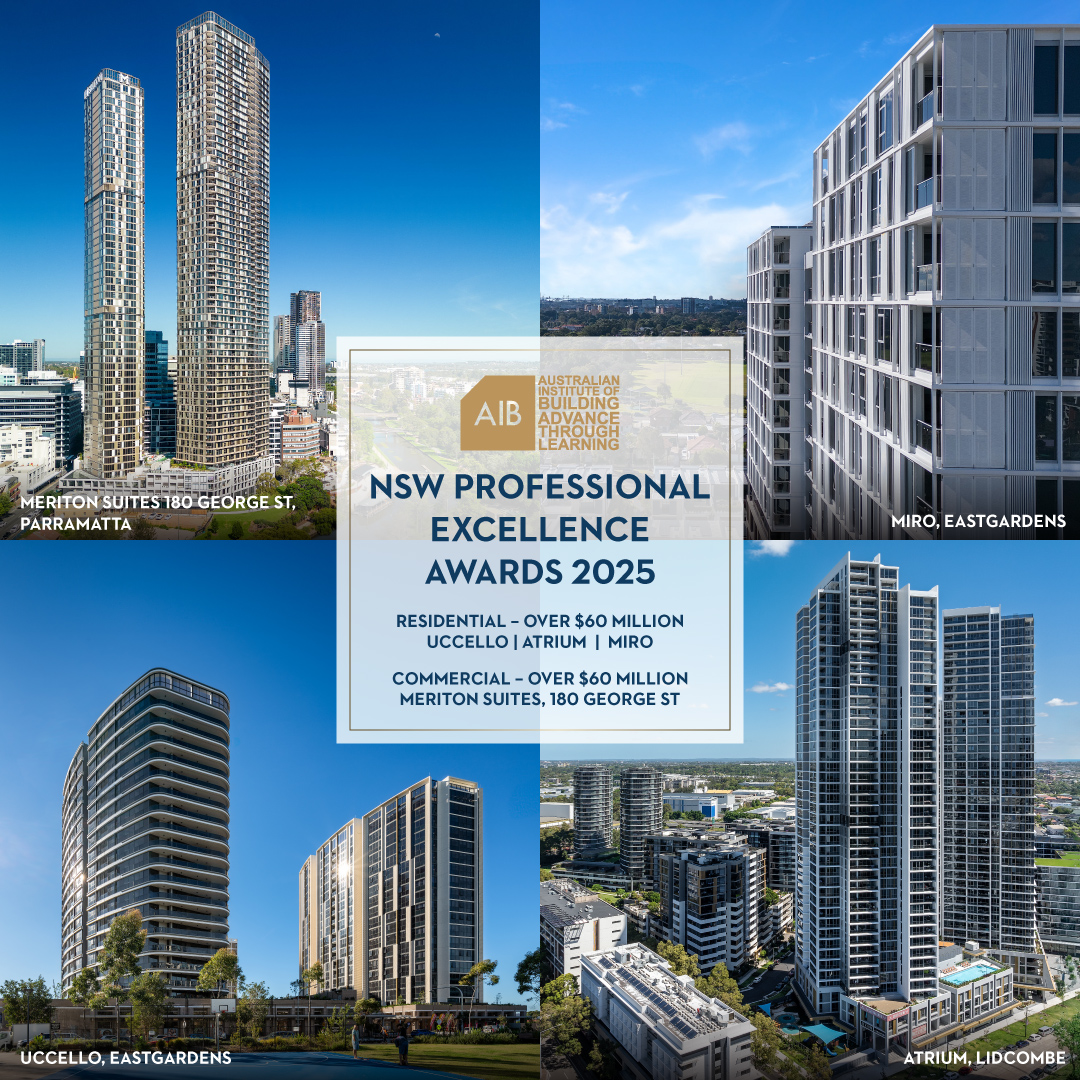 MeritonGroup's tweet image. We’re proud to announce that four Meriton projects entered in the 2025 NSW Professional Excellence in Building Awards, hosted by the Australian Institute of Building , have taken home gold.
Residential – Over $60M
• ATRIUM, Lidcombe
• MIRO, Pagewood
• UCCELLO, Pagewood…