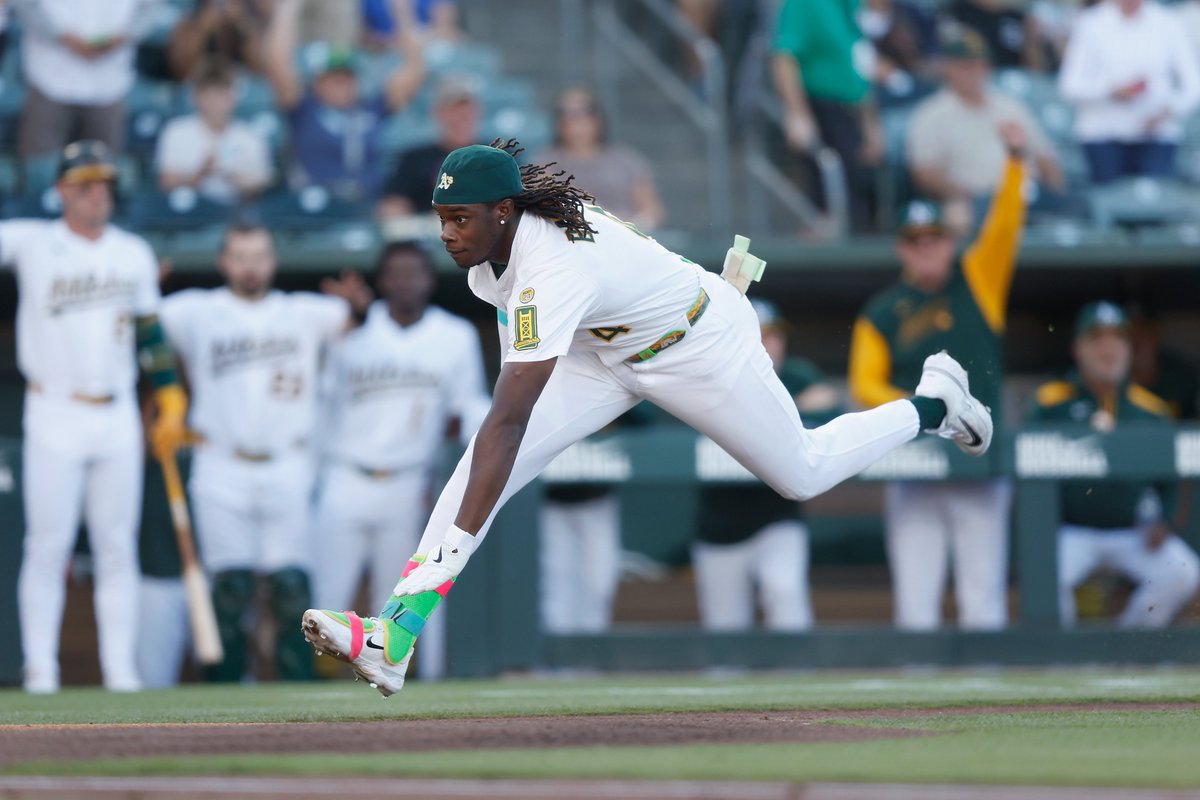 OptaSTATS's tweet image. Today is the first day in MLB history to feature both a leadoff inside-the-park HR (Lawrence Butler) and a walkoff inside-the-park HR (Patrick Bailey).