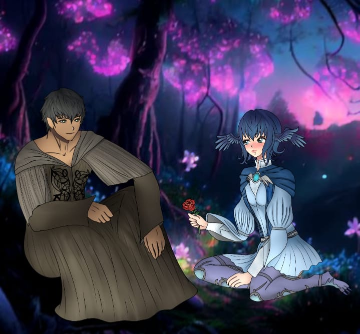 physio_path's tweet photo. Under moonlit trees, she offered a rose🌹
Not for war, not for power but for the chance of something gentle
A quiet fantasy moment for a client who wanted something soft, wistful, and full of unspoken feelings
#fantasyart #romanticart #animecommission #ocart #storyscene #modelart https://t.co/UUPeovRisZ