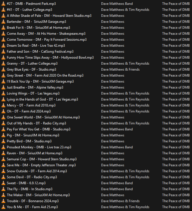 It's close.  The DMB compilation of quiet, intimate and peaceful versions of our favorite (and a few rare) songs is almost complete.  The tracks have been tagged, ran through Audacity and just need to be ordered/tracked.  It should be up to download/stream tomorrow.