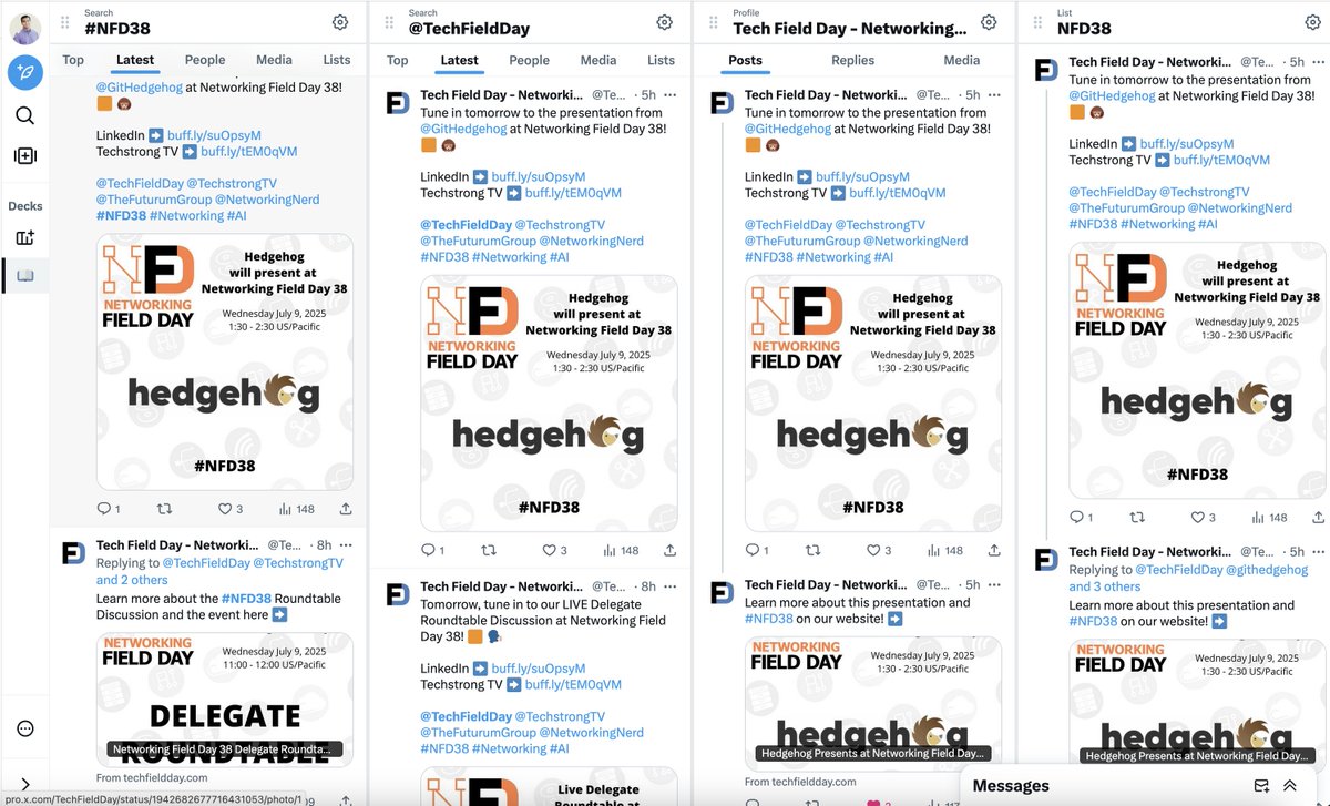 My TweetDeck (ya, that's what I still call it) for #NFD38 is ready