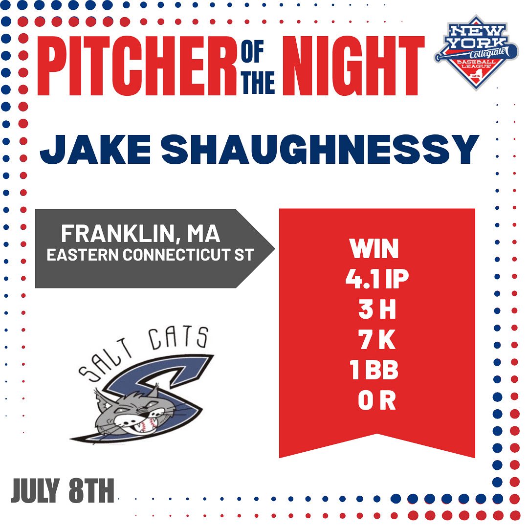 The pitcher of the night for Tuesday, July 8th is Jake Shaughnessy!