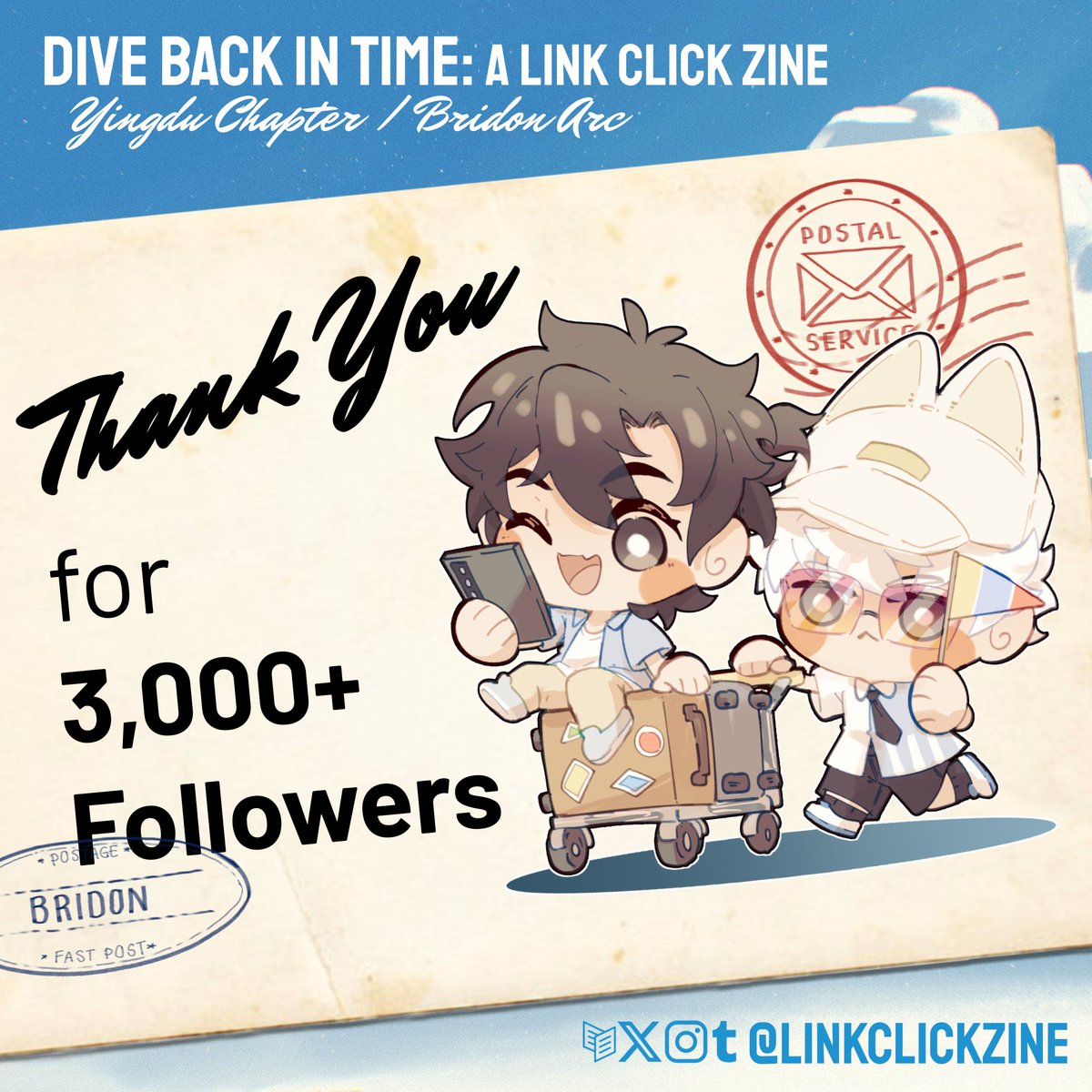 linkclickzine's tweet image. Thank you for 3,000+ followers! We appreciate all the support as Lu Guang and Cheng Xiaoshi travel to Bridon!
Our Contributor Apps remain open until the end of the month if you're interested in participating in this zine.