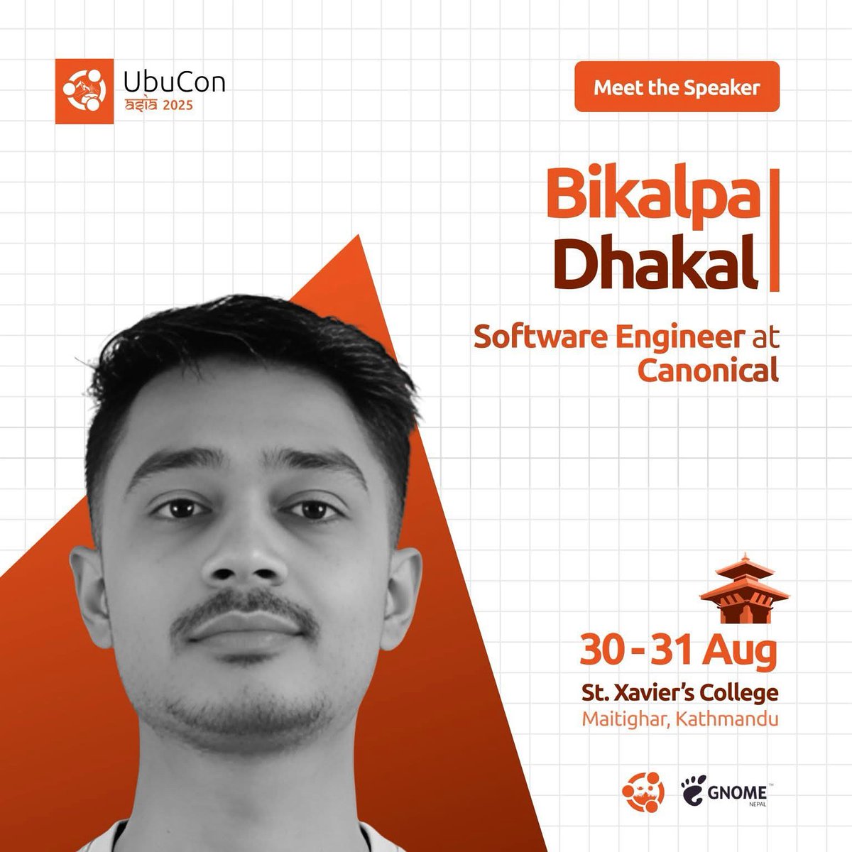 theoctober19th's tweet photo. Excited to share that I’ll be speaking at UbuCon Asia 2025 in Kathmandu this August!🇳🇵✨

🔗 Registration: https://t.co/PHQiA3pRxV

Looking forward to see you there! 🙌

#UbuConAsia2025 #Canonical #Ubuntu #OpenSource #CharmedSpark #Kubernetes #FOSS #Nepal #Kathmandu #BikalpaCodes https://t.co/VTlKBfk2D7