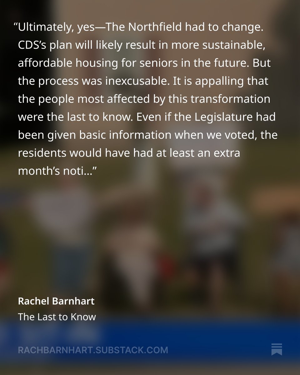 I went and read the ARPA application to buy The Northfield. Turns out: everyone knew the facility was about to undergo massive changes—except the people who actually lived there.

And the eviction? The application says residents were supposed to stay during renovations.