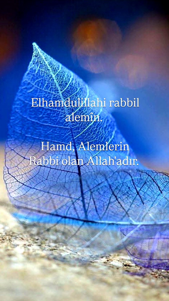 Elhamdulillahi rabbil alemîn. 

#Hamd, Alemlerin Rabbi olan #Allahadır. 

Her ne kadar hamd ve #şükür varsa, ezelden ebede ve kimden kime olursa olsun hepsi Allah'a mahsustur.

Güne #Bismillahirrahmanirrahîm
#HayırlıSabahlar 
#GazzeyiUnutma 
#BoykotaDevam