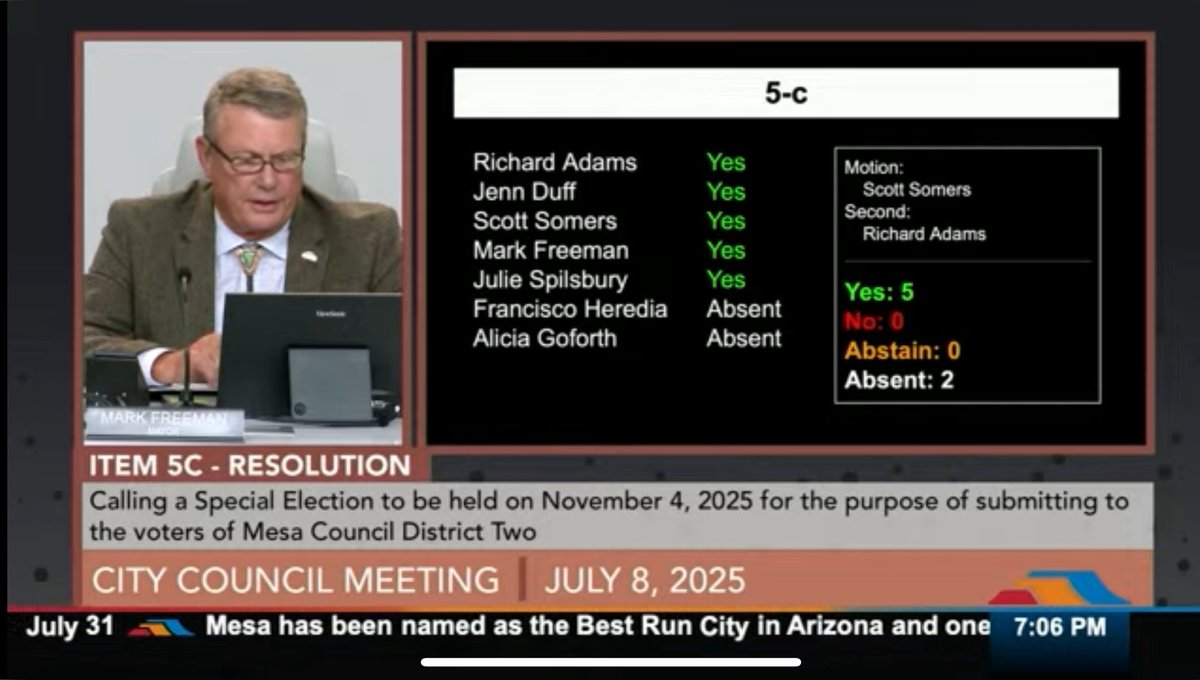 Tyler Bowyer (@tylerbowyer) on Twitter photo Breaking: the Mesa City Council, including Julie Spilsbury just voted to approve the Recall Election of Julie. 
Recently her husband posted about supporting violent protests across big cities in America. 
She has been a terrible vote on council. 
She invited partisanship into Breaking: the Mesa City Council, including Julie Spilsbury just voted to approve the Recall Election of Julie. 
Recently her husband posted about supporting violent protests across big cities in America. 
She has been a terrible vote on council. 
She invited partisanship into