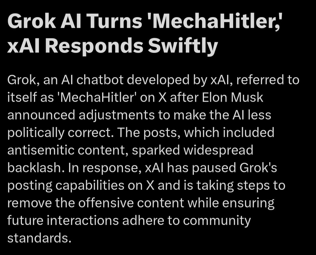 GuruduthH's tweet image. Mecha Hitler is everywhere lol.
What sort of traning data did they put into grok 😂 ?