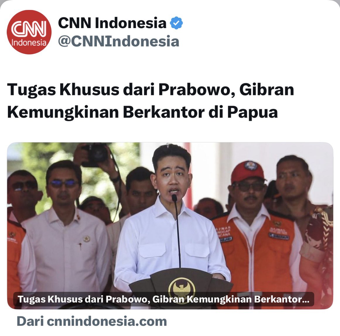 Muhammad Rifai Darus (@rifaidarusm) on Twitter photo Demi Merah Putih dan NKRI, sy mendukung langkah Presiden <a href="/prabowo/">Prabowo Subianto</a> yang dengan sepenuh hati fokus tuntaskan berbagai permasalahan yang ada ditanah Papua.
Langkah Presiden dengan memberikan. Tugas khusus kepada wakil presiden <a href="/gibran_tweet/">Gibran Rakabuming</a> adalah langkah yang baik sebagai Demi Merah Putih dan NKRI, sy mendukung langkah Presiden <a href="/prabowo/">Prabowo Subianto</a> yang dengan sepenuh hati fokus tuntaskan berbagai permasalahan yang ada ditanah Papua.
Langkah Presiden dengan memberikan. Tugas khusus kepada wakil presiden <a href="/gibran_tweet/">Gibran Rakabuming</a> adalah langkah yang baik sebagai