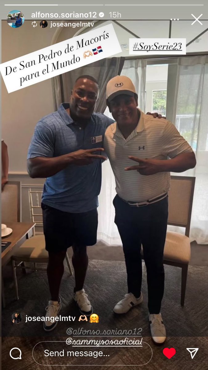 Alfonso Soriano and Sammy Sosa hanging out #cubs