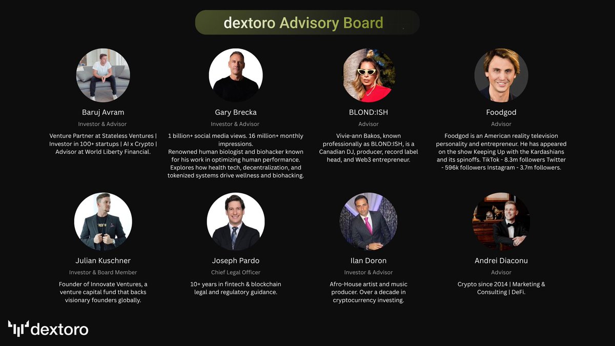 nick_nechanicky's tweet image. Behind every successful company, there must be an extraordinary team.
We’re actively expanding @DexToroApp advisory board with strategic leaders in all industries.
The light at the end of the tunnel is getting closer day by day.
Expect to see the activation of our current…