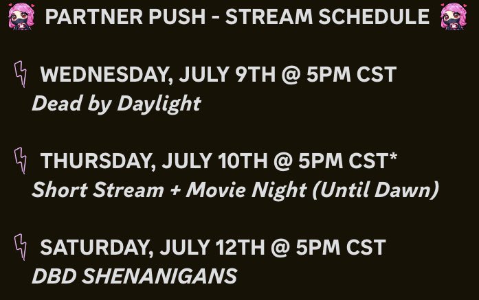 FrostLouve's tweet image. 💜STREAM SCHEDULE THIS WEEK💜
See you all tomorrow!