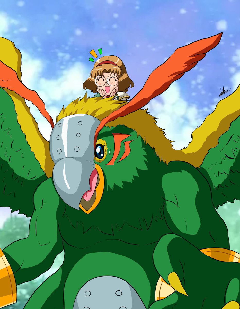 shinzankuro's tweet image. Fuu Hououji[Rayearth] &amp;amp; Parrotmon[Digimon series]

Yeah, more crossovers
