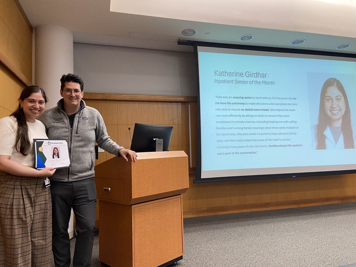 Thrilled for the opportunity to present this year's first edition of Residents of the month! Congratulations Ricky and Kate, you represent the core values our program! <a href="/CCF_IMCHIEFS/">Cleveland Clinic IM</a> <a href="/ClevelandClinic/">Cleveland Clinic</a>