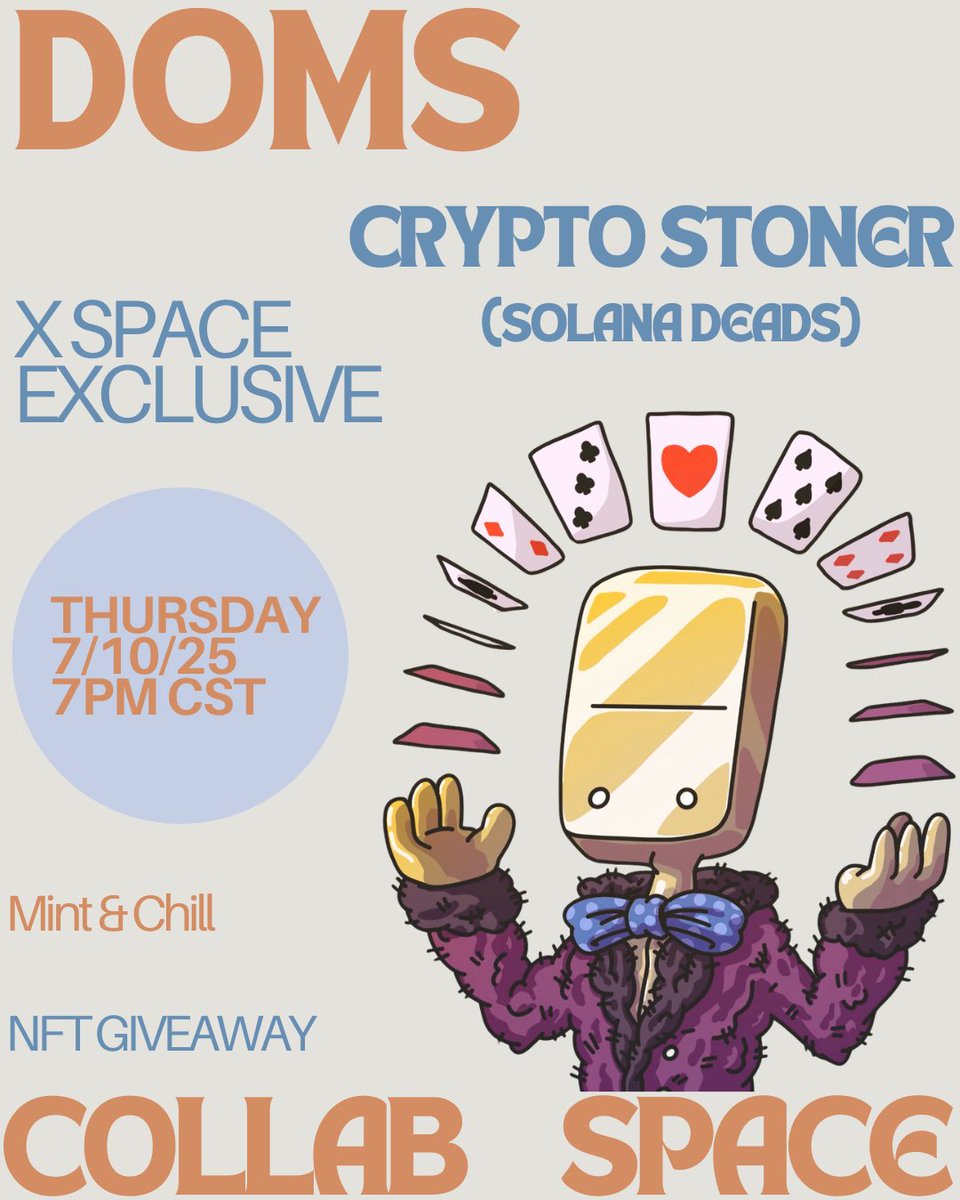 DOMS (@doms4ever) on Twitter photo We got our weekly space this Thursday with <a href="/CryptoStonerfam/">Crypto Stoner</a> 😎
Will you be there with us??
Space link 👇🏼
x.com/i/spaces/1vOxw… We got our weekly space this Thursday with <a href="/CryptoStonerfam/">Crypto Stoner</a> 😎
Will you be there with us??
Space link 👇🏼
x.com/i/spaces/1vOxw…