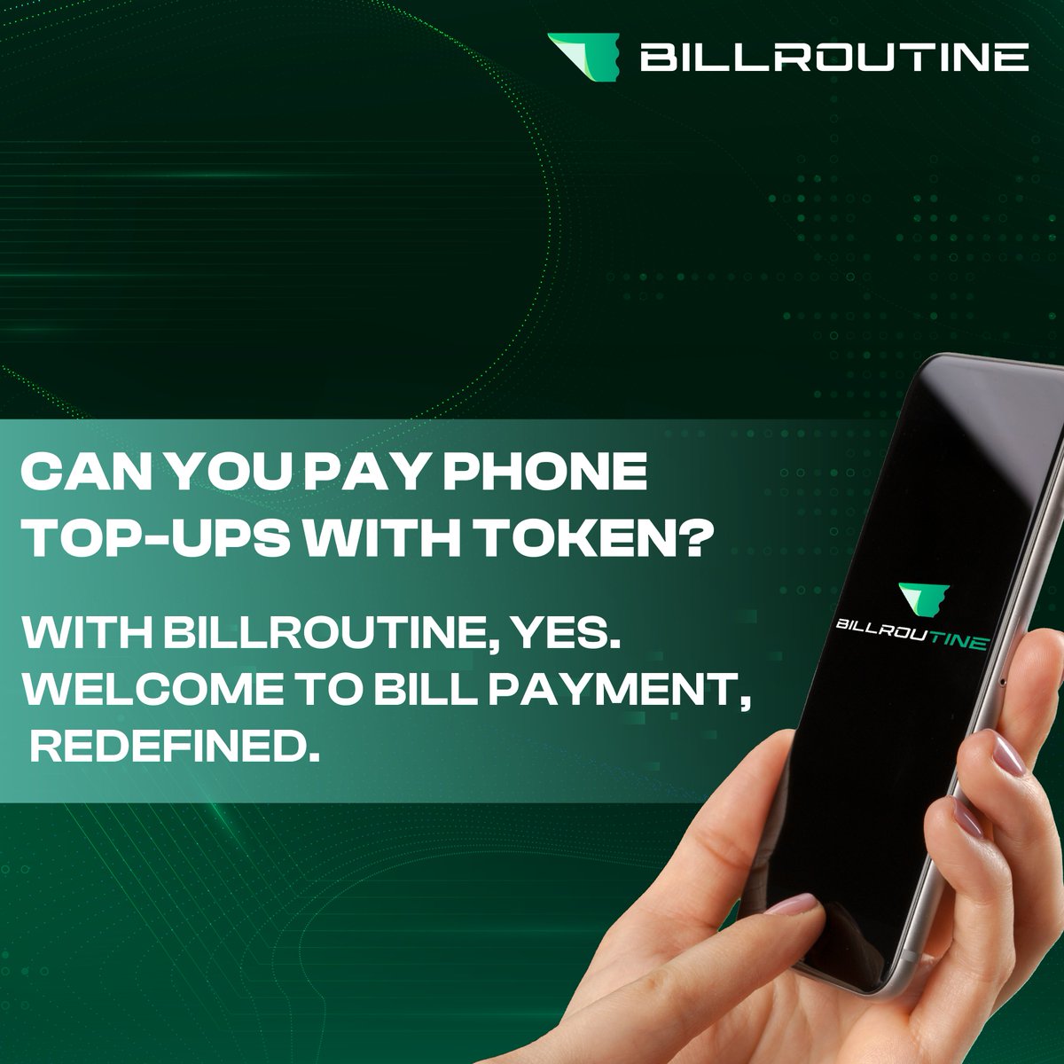 billroutine's tweet image. 📲Can you pay phone top-ups with tokens?
With Billroutine, yes.
No banks. No hassle. Just crypto.
Welcome to bill payment, redefined.
#Billroutine #ROUTOKEN #PayWithCrypto #CryptoUtility #Web3Living