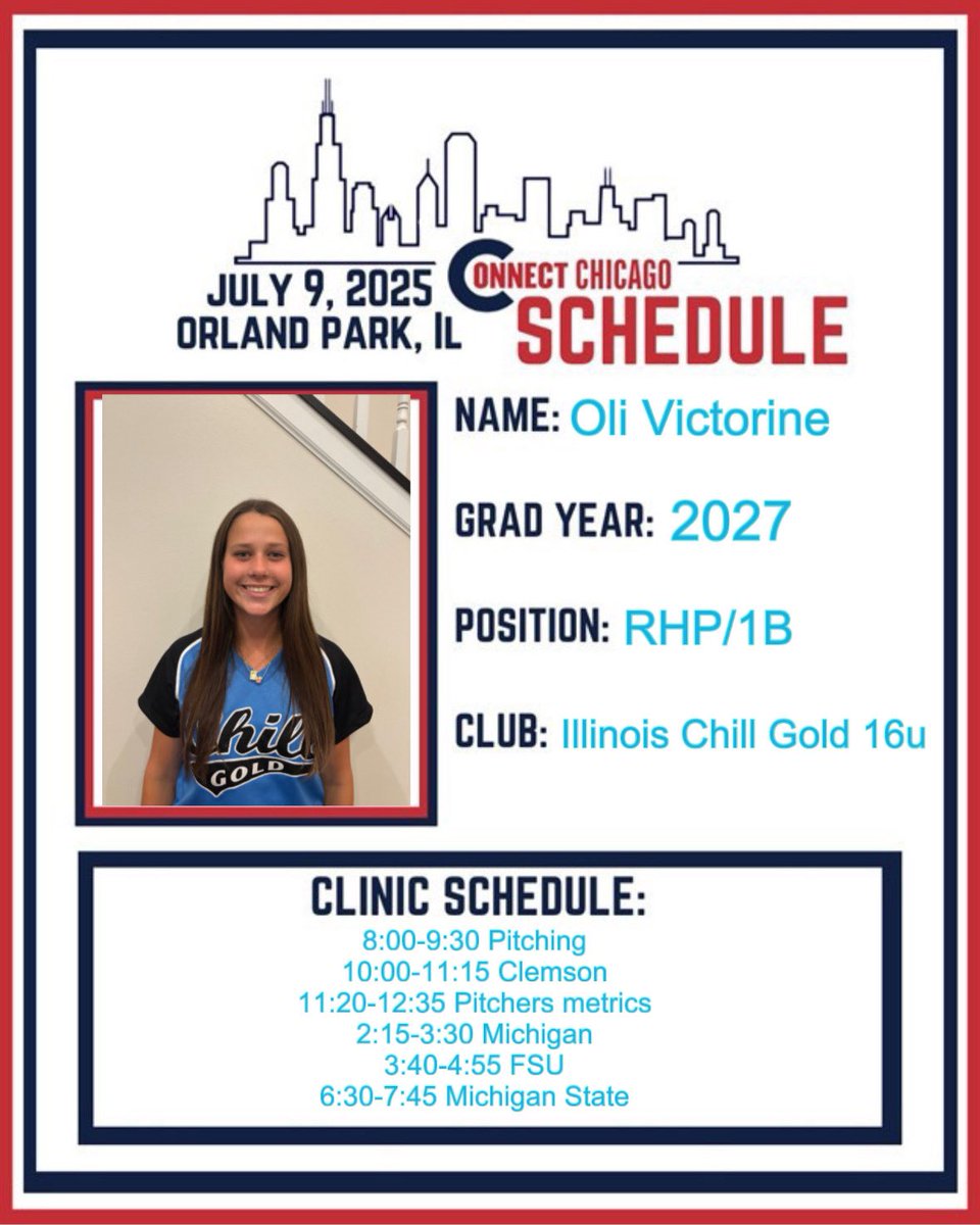 Oli Victorine 2027π (@oli_victorine) on Twitter photo So excited to be competing in the Easton Invite and Connect Camp tomorrow! Please find schedules below! Hope to see you there! <a href="/ILChillGold/">Chill Gold Softball</a> <a href="/DDSBandEvents/">Diamond Direction</a> <a href="/peggyy_18/">maggie schremp</a> So excited to be competing in the Easton Invite and Connect Camp tomorrow! Please find schedules below! Hope to see you there! <a href="/ILChillGold/">Chill Gold Softball</a> <a href="/DDSBandEvents/">Diamond Direction</a> <a href="/peggyy_18/">maggie schremp</a>