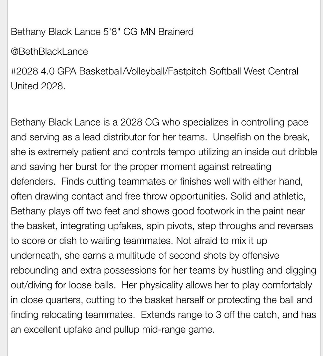 Bethany Black Lance (@bethblacklance) on Twitter photo Thank you Econ Adjunct <a href="/FiveStateHoops/">Five State Hoops</a> for the encouraging evaluation. I appreciate your kind and motivating words.
<a href="/EconAdjunct/">Sidney A. Johnson, Ph.D.</a> <a href="/JakeSmith232/">jake smith</a> <a href="/WCUgirlshoops/">West Central United Girls</a> <a href="/mikemillsnc/">Mike Mills WBB College Recruiting</a>Ā Ā <a href="/DyamiStarks/">Dyami Starks</a> <a href="/BrainerdGirlsBB/">Brainerd Warrior Girls Basketball</a> Thank you Econ Adjunct <a href="/FiveStateHoops/">Five State Hoops</a> for the encouraging evaluation. I appreciate your kind and motivating words.
<a href="/EconAdjunct/">Sidney A. Johnson, Ph.D.</a> <a href="/JakeSmith232/">jake smith</a> <a href="/WCUgirlshoops/">West Central United Girls</a> <a href="/mikemillsnc/">Mike Mills WBB College Recruiting</a>Ā Ā <a href="/DyamiStarks/">Dyami Starks</a> <a href="/BrainerdGirlsBB/">Brainerd Warrior Girls Basketball</a>