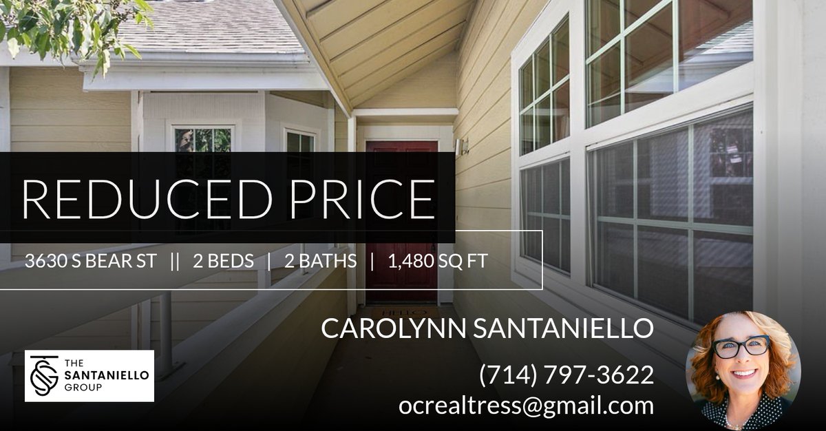OCRealtress's tweet photo. 📍 Reduced Price 📍 This recently reduced home at 3630 S Bear St 67 in Santa Ana won't last long, so, don't wait to set up a showing! Reach out here or at (714) 797-3622 for more information! https://t.co/Vwzcd9ZAB7 https://t.co/plarMxTfye