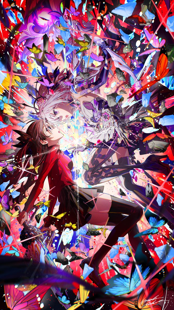 崩壊:スターレイル×Fate/stay nightコラボイラストを描かせていただきました。 
「美しき夢と聖杯」をイメージにキャストリスと遠坂凛を描きました、 コラボ開催まであと２日、楽しみです！ 
#崩壊Fate元年 #スターレイルxFate #PR
