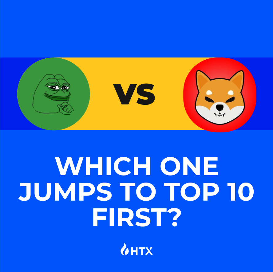 HTX_Global's tweet photo. Which one’s jumps to the Top 10? 

🔁 $PEPE   VS. ❤️ $SHIB 

Let’s settle this with community power! 🐸🐕 https://t.co/Cbd7RsO5ZH