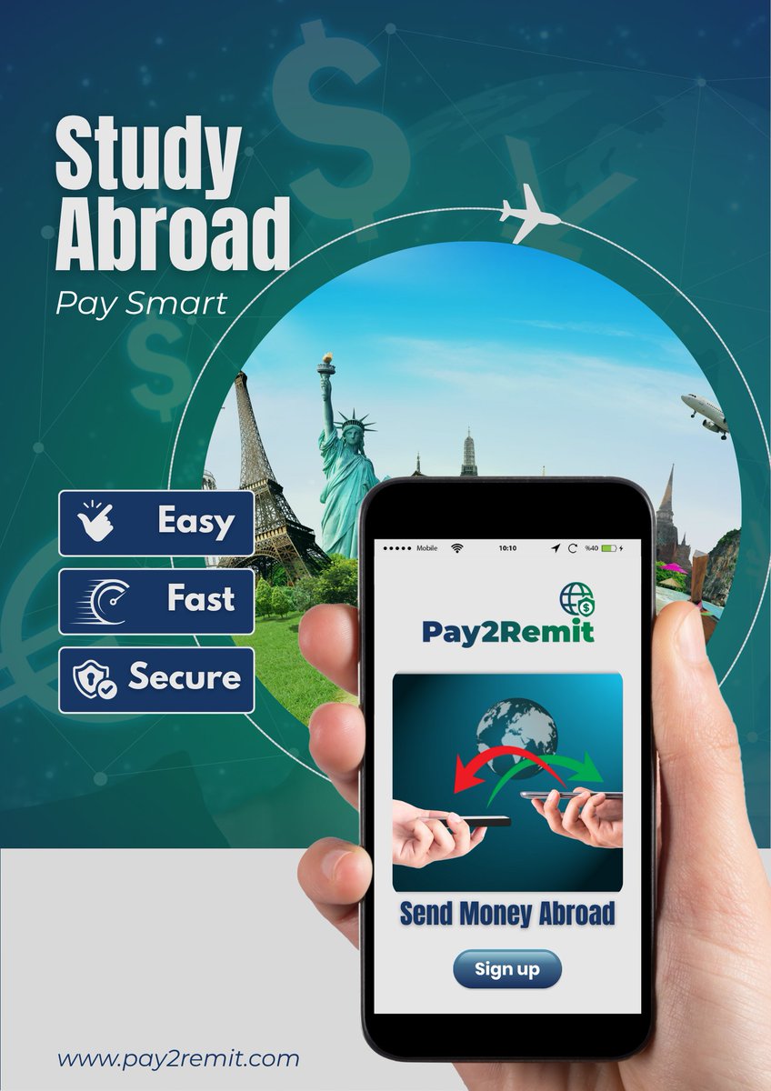 Pay2Remit's tweet photo. Study Abroad? Send Money the Smart Way with Pay2Remit
Sign up now at https://t.co/HIGdEpV5LZ โ itโs easy, fast, and secure.
#StudyAbroad #PaySmart #SendMoneyAbroad #Pay2Remit #StudentForex #ForexMadeEasy #RBIApproved #MoneyTransfer #ForexCard #StudyVisaReady #EasyForex https://t.co/3a5gZIRUmD