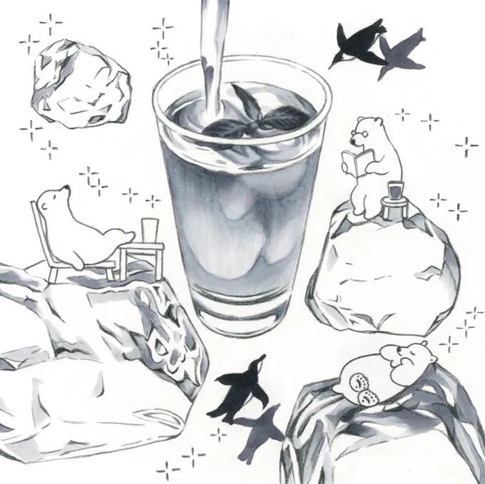 《アイスティー飲み干してから卓に足》
俳句・西生ゆかり先生 @yukariyukari1  /俳画・田島ハル
#田島ハルの妄想俳画 