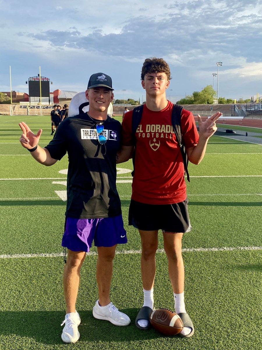 Brycen Booth (@brycen_booth) on Twitter photo Had a great time at the <a href="/TarletonFB/">Tarleton State Football</a> camp tonight! Thank you to <a href="/Coach_Hes12/">Heston Nichol</a> for the additional knowledge to better my skills! Good luck on the upcoming season! <a href="/ELDO_FB/">Aztecs Football</a> <a href="/Coach1Martinez/">Frank Martinez</a> <a href="/Coach_Macias/">Coach Andrew Macias</a> <a href="/Quincy1Q/">Quincy</a> <a href="/Prep1USA/">PREP1</a> <a href="/VelizAcademy/">Veliz Passing Academy</a> <a href="/TopViewFit/">Top View Fitness</a> Had a great time at the <a href="/TarletonFB/">Tarleton State Football</a> camp tonight! Thank you to <a href="/Coach_Hes12/">Heston Nichol</a> for the additional knowledge to better my skills! Good luck on the upcoming season! <a href="/ELDO_FB/">Aztecs Football</a> <a href="/Coach1Martinez/">Frank Martinez</a> <a href="/Coach_Macias/">Coach Andrew Macias</a> <a href="/Quincy1Q/">Quincy</a> <a href="/Prep1USA/">PREP1</a> <a href="/VelizAcademy/">Veliz Passing Academy</a> <a href="/TopViewFit/">Top View Fitness</a>