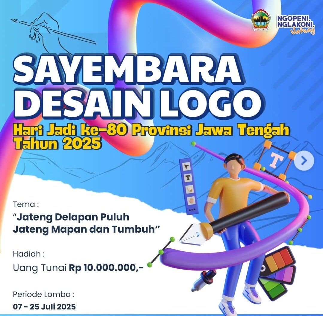 KEBUMENinLOVE's tweet photo. RAYAKAN 80 TAHUN JAWA TENGAH DENGAN KARYAMU! 

Yuk jadi bagian dari sejarah!
Rancang logo ikonik untuk Hari Jadi ke-80 Provinsi Jawa Tengah Tahun 2025 dan menangkan hadiah total 10 JUTA RUPIAH! 

Batas akhir 25 Juli 2025 https://t.co/t9xjgnUsTG