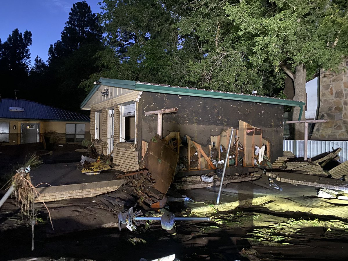 A house and what appears to be maybe a storage outhouse destroyed off Sudderth Drive in Ruidoso. #Ruidosoflooding