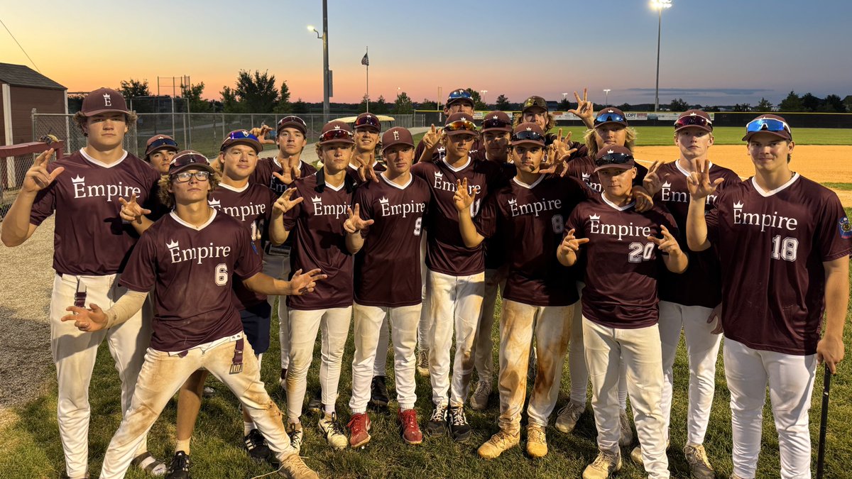 Waverly Vikings Baseball (@waverlybase_v) on Twitter photo Empire Netting & Fence - 5
Zigs Drywall - 1
Empire gets the Semi-Final victory to secure their spot in the League Championship game!
<a href="/ColtKerchal/">Colt Kerchal</a> 1-2, 2B, rbi
<a href="/Zach_McElhose1/">Zach</a> 1-2, 2B, rbi
<a href="/Drewkoch24/">Drew Koch</a> 1-3, 2 rbi
<a href="/BraxtonCulver11/">Braxton Culver</a> 1-3, run
<a href="/OwenGlass9/">Owen Glassburner</a> WIN,6 IP, 4 H, 1 ER, 7 Ks
#ACE Empire Netting & Fence - 5
Zigs Drywall - 1
Empire gets the Semi-Final victory to secure their spot in the League Championship game!
<a href="/ColtKerchal/">Colt Kerchal</a> 1-2, 2B, rbi
<a href="/Zach_McElhose1/">Zach</a> 1-2, 2B, rbi
<a href="/Drewkoch24/">Drew Koch</a> 1-3, 2 rbi
<a href="/BraxtonCulver11/">Braxton Culver</a> 1-3, run
<a href="/OwenGlass9/">Owen Glassburner</a> WIN,6 IP, 4 H, 1 ER, 7 Ks
#ACE