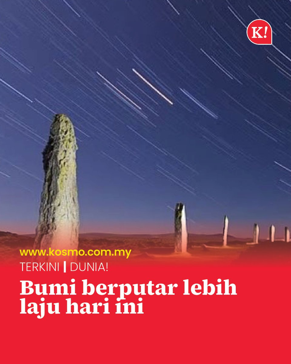 kosmo_online's tweet photo. Saintis-saintis menjangkakan bahawa hari ini (9 Julai) berkemungkinan menjadi hari paling singkat dalam sejarah apabila putaran Bumi dijangka bertambah laju melebihi kadar biasa.

https://t.co/sPlbt9HngF https://t.co/KMOwcztozC