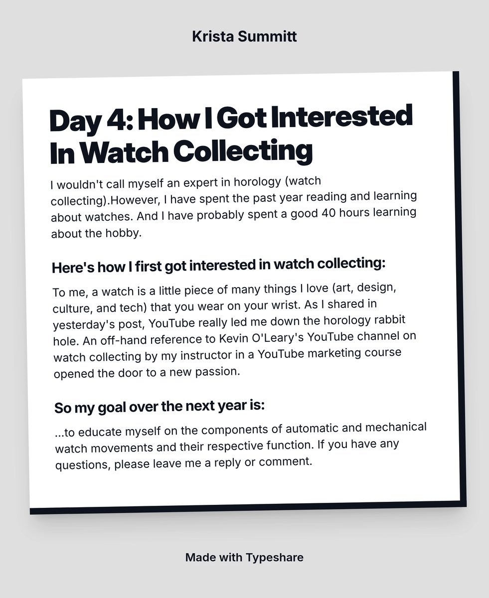 Day 4: How I Got Interested in Watch Collecting.
#ship30for30 #watchenthusiast