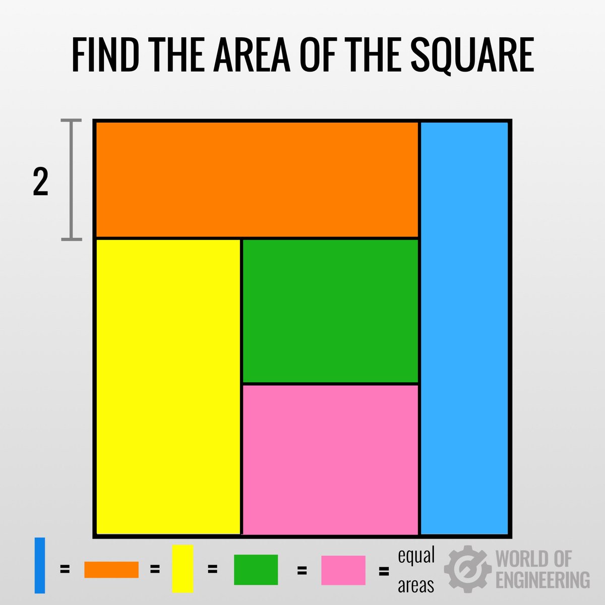 engineers_feed's tweet image. Mathematical puzzle. Find the area of the square.