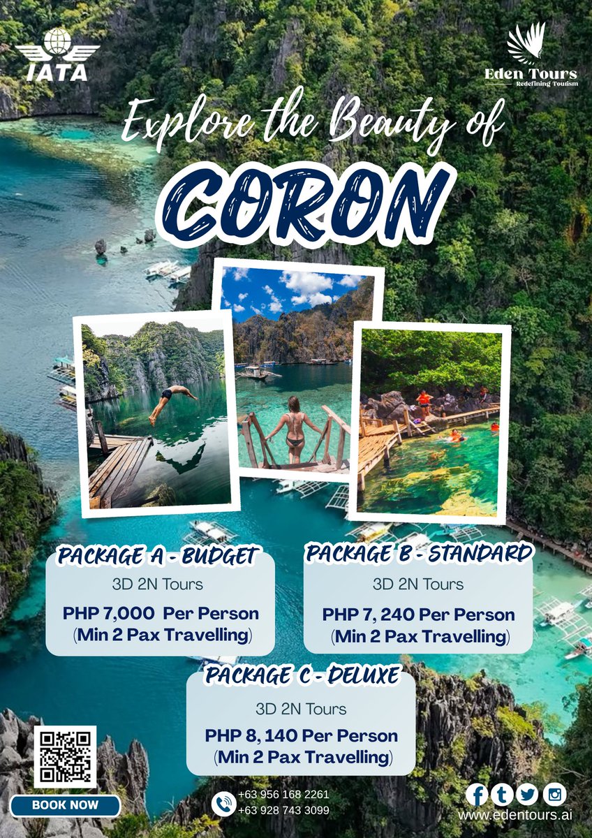 EdentoursPh's tweet photo. ✨ Which Palawan escape is calling your name? ✨
DM us to inquire about individual tour packages. 
📞 +63-9561682261 |+63-9287433099
📩 contact@edentours.ai | Chiara.bdos@edentours.ai
Visit us: https://t.co/26q8dXuxHx 
#edentoursph #PalawanAdventures https://t.co/3DNwQWoanQ
