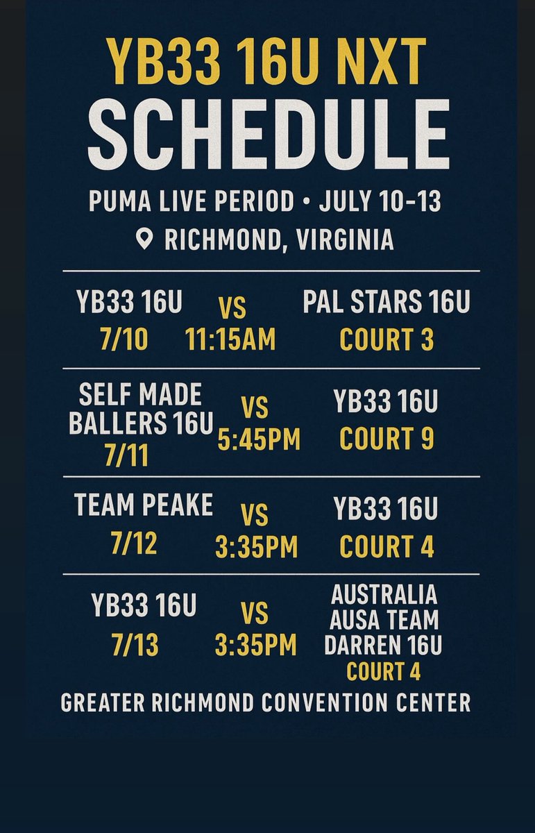 schedule for upcoming puma session!