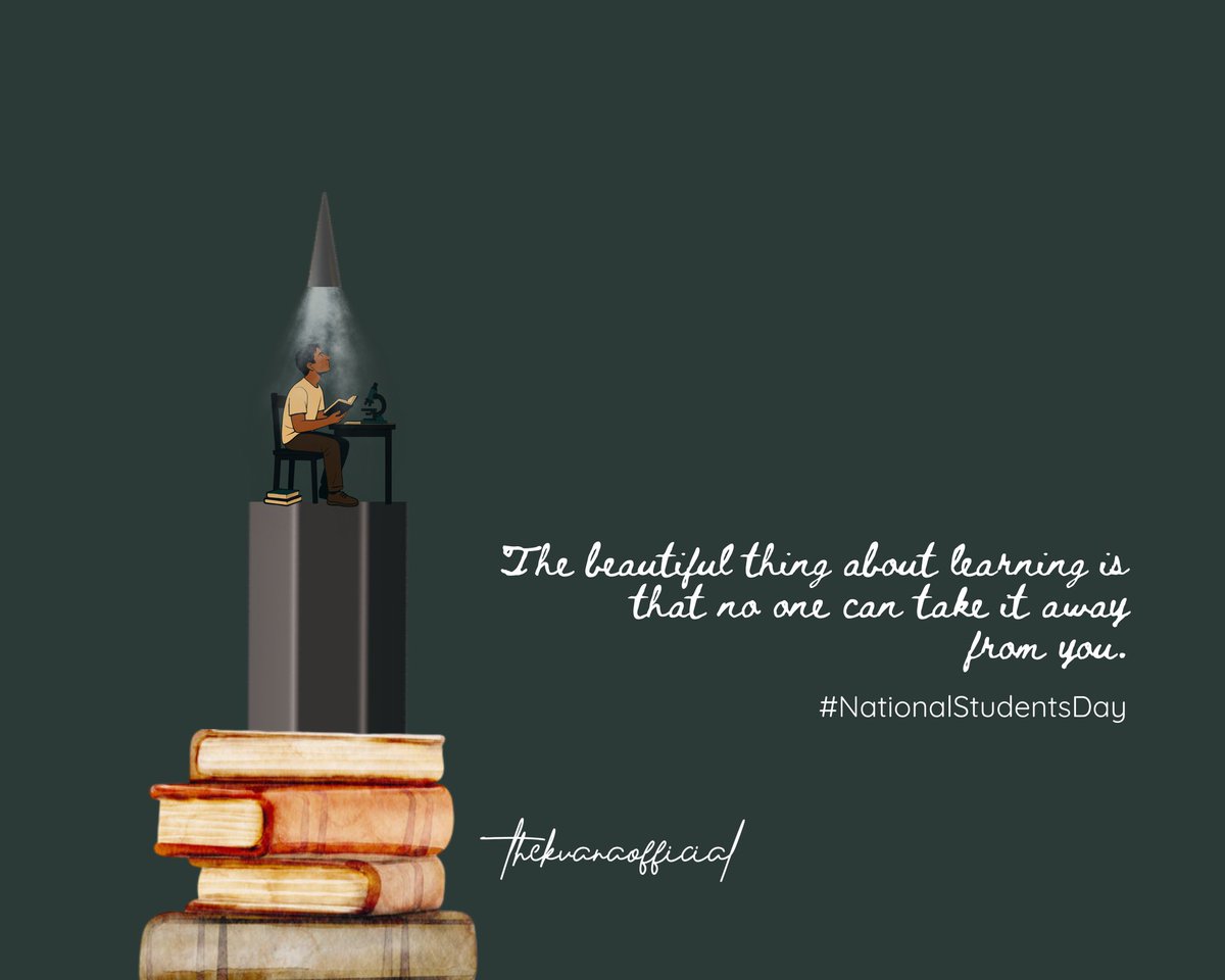 kvanaofficial's tweet photo. In silence, when others rest, a student’s dreams grow loud. 
.
@kvanaofficial
.
.
.
#NationalStudentsDay #thekvanaofficial #thekdebofficial #student #books #Focus https://t.co/PINbWZAOQ8