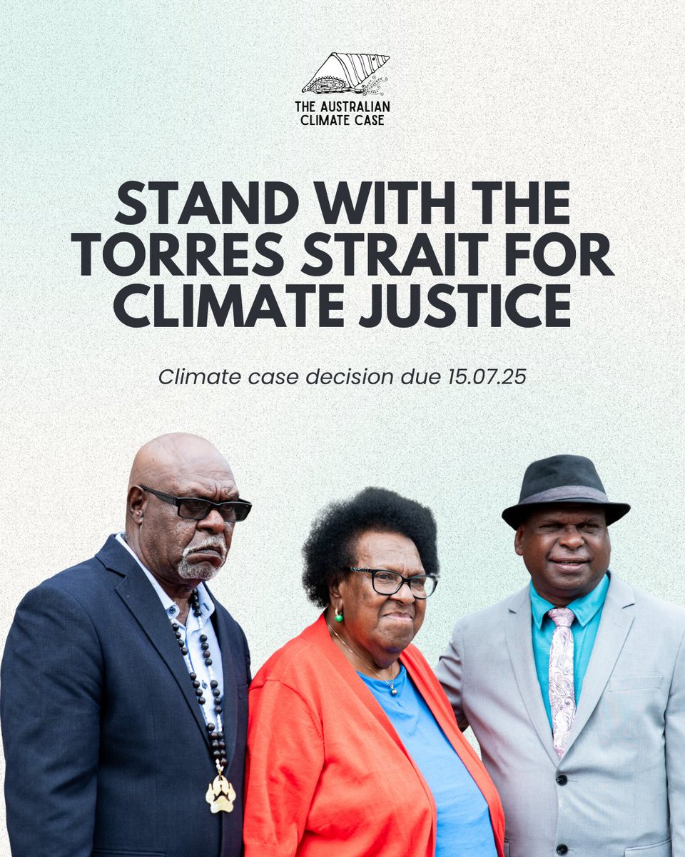 Australian Religious Response to Climate Change (@arrcc1) on Twitter photo Outcome on Tuesday. Uncles Pabai and Paul are arguing that the Federal Government is negligent and has unlawfully breached their duty of care to the Torres Strait community. They are also asking the court to make an order to reduce climate emissions in line with the science. Outcome on Tuesday. Uncles Pabai and Paul are arguing that the Federal Government is negligent and has unlawfully breached their duty of care to the Torres Strait community. They are also asking the court to make an order to reduce climate emissions in line with the science.