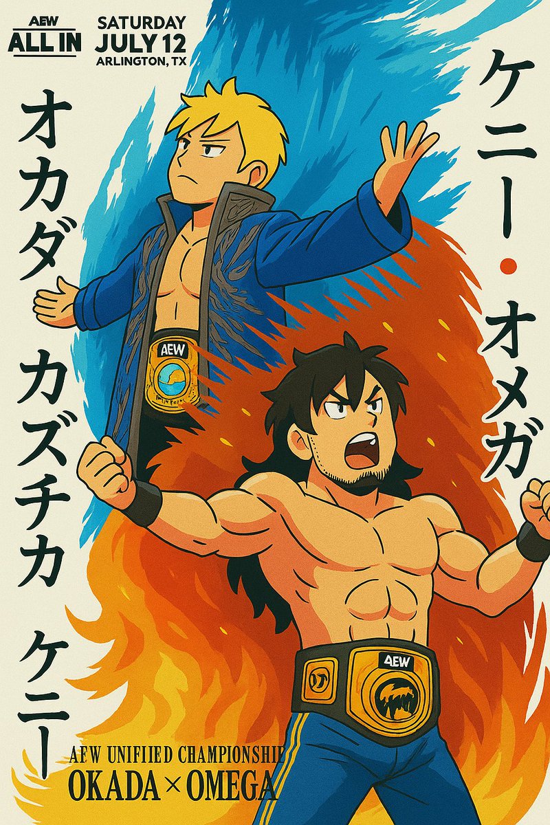 user382415's tweet image. July 12th Chapter V of the best rivalry in the last 30 years of professional wrestling will take place. It's not a soap opera, it's not entertainment. It's performance and wrestling quality at the highest level in @AEW @KennyOmegamanX vs @rainmakerXokada #AEWALLIN #AEWAllInTexas