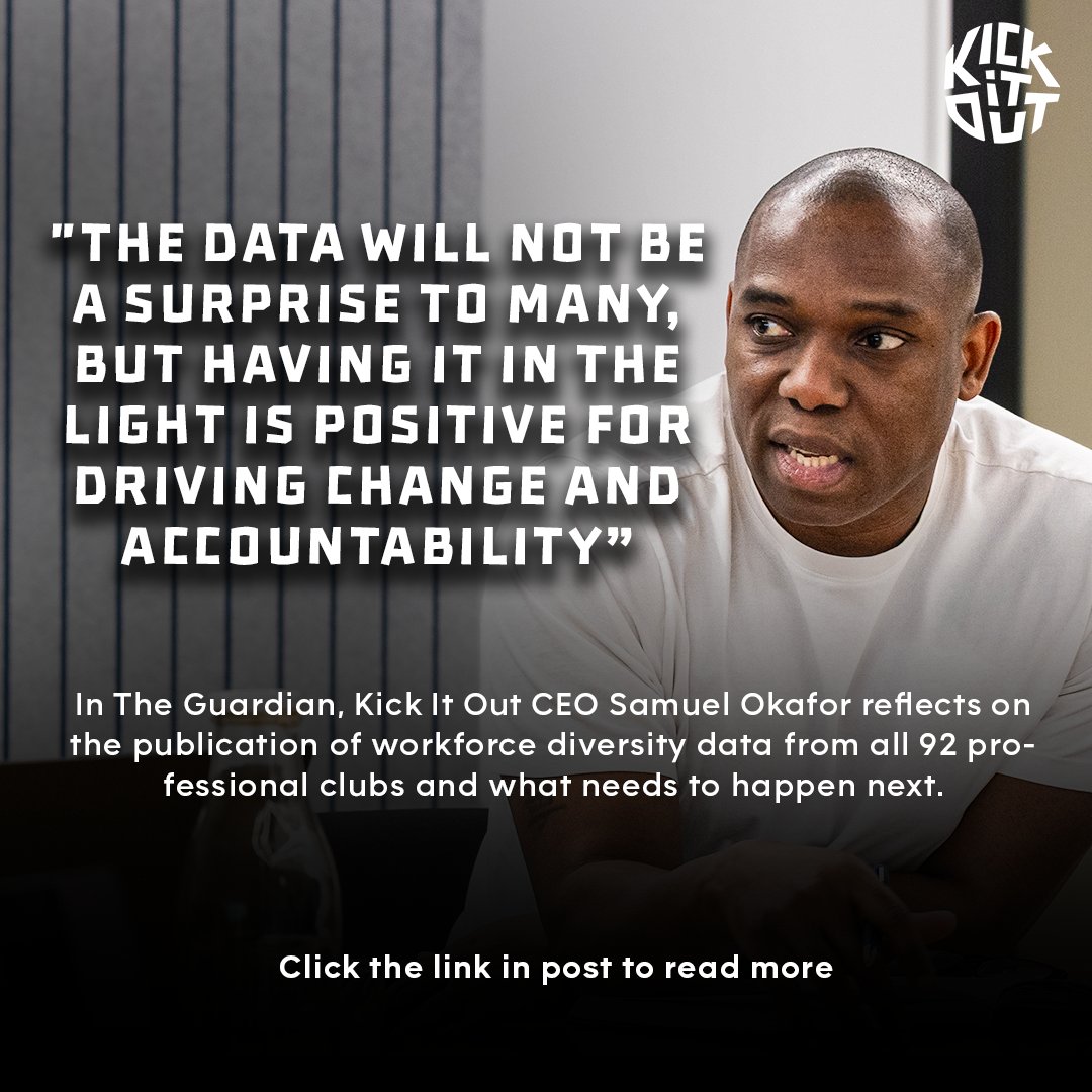 kickitout's tweet image. 🗣️ "The data will not be a surprise to many, but having it in the light is positive for driving change and accountability”
📊 In The Guardian, Samuel Okafor reflects on the publication of workforce diversity data and what needs to happen next
🔗 Read the article here:…