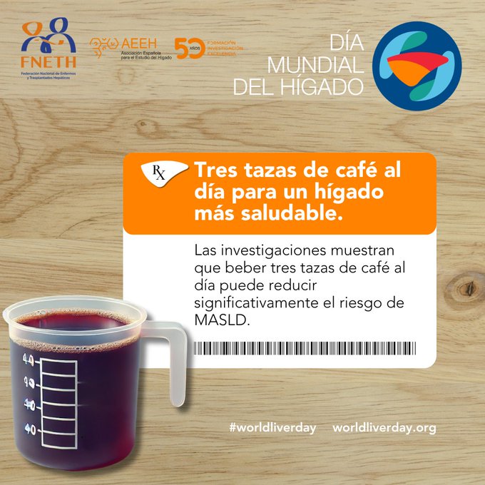 #CaféySalud: El pasado mes de abril se celebró el Día Mundial del Hígado y Federación N. de Enfermos y Trasplantados Hepáticos (<a href="/fneth_org/">FNETH</a>) compartió esta reciente investigación para recordarnos la importancia de bebe #café para nuestra salud hepática. Compartía <a href="/esCafeSalud/">CICAS (Cafe y Salud)</a>