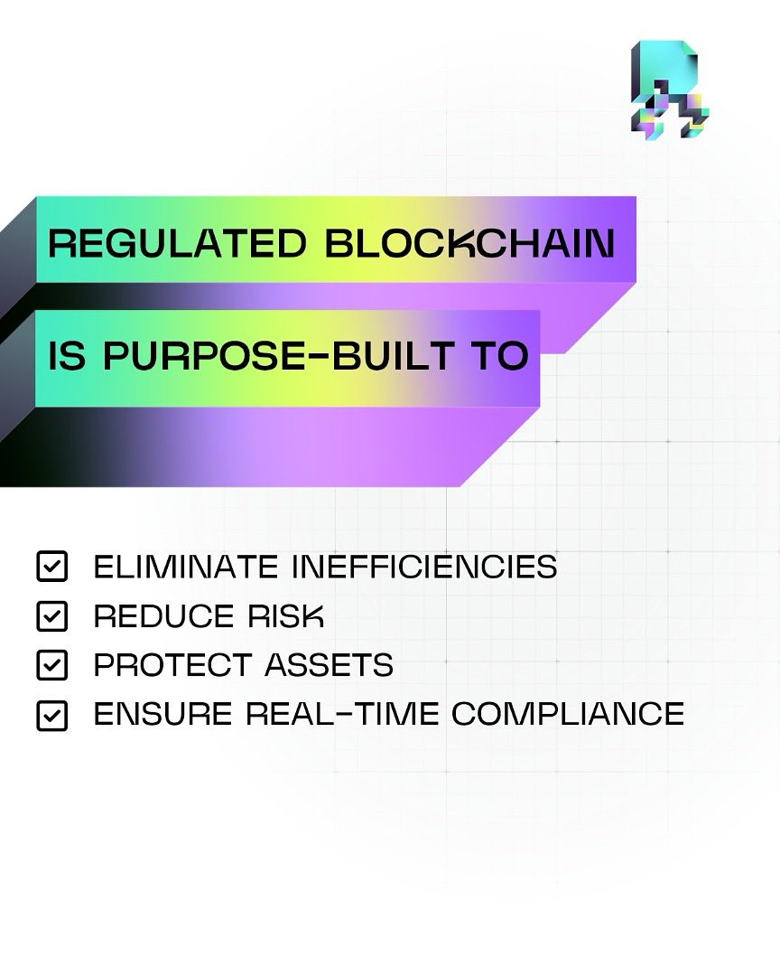 Regblockchain_'s tweet photo. Regulated Blockchain is built for what finance truly needs:

🔧 Eliminate inefficiencies
⚠️ Reduce risk
🔐 Protect assets
📊 Ensure real-time compliance

This isn’t just an upgrade it’s the system we should’ve had from the start.

Download the whitepaper now at https://t.co/i9B0mzGMux to see how it works.