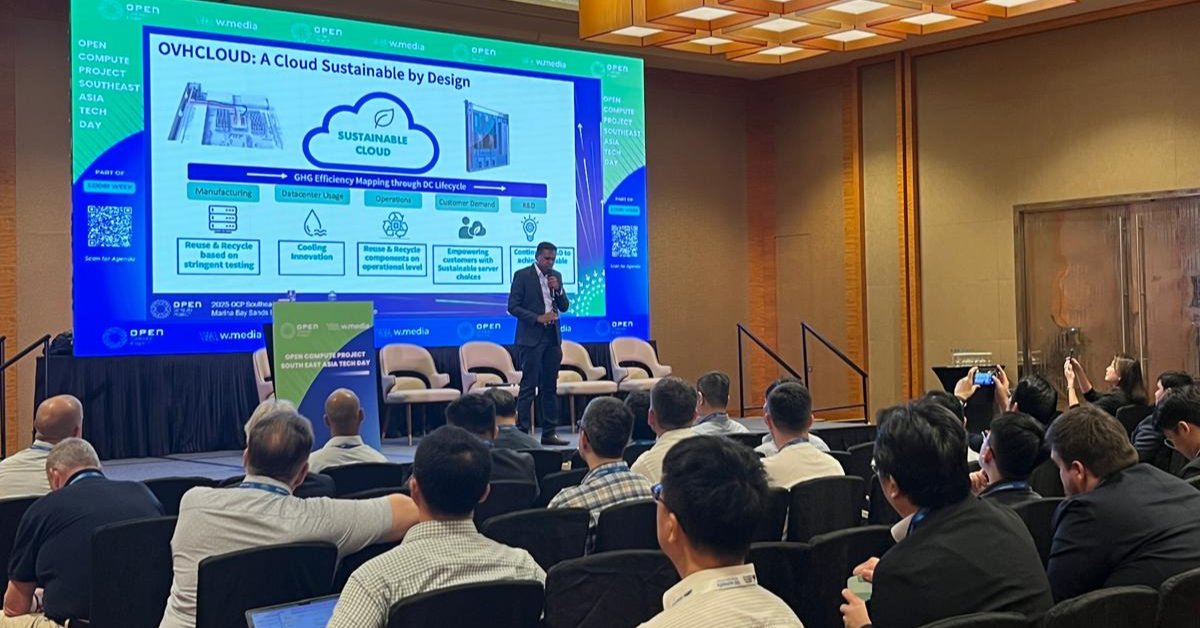 OVHcloud_APAC's tweet image. As digital demands surge, building greener infrastructure is a necessity.
At @OpenComputePrj’s Southeast Asia Tech Day, Thiru Prakassh, Regional Datacentre Lead APAC at @OVHcloud, shared how we have been scaling sustainable datacentres for over 20 years, from pioneering…