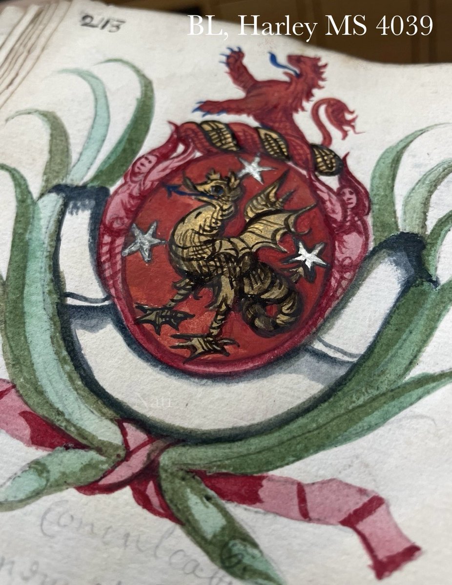 NatisArms's tweet image. The arms of #Duffy of #Ireland. 
The motto is (by pencil)  CONCULCABIS LEONEM ET DRACONEM (Psalms 90/91).
תִּרְמֹס כְּפִיר וְתַנִּין
Crocodile is translated as #dragon.  
Irish heraldry, painted by James Terry, Athlone #Herald, exiled in France with K James II BL, Harley MS 4039