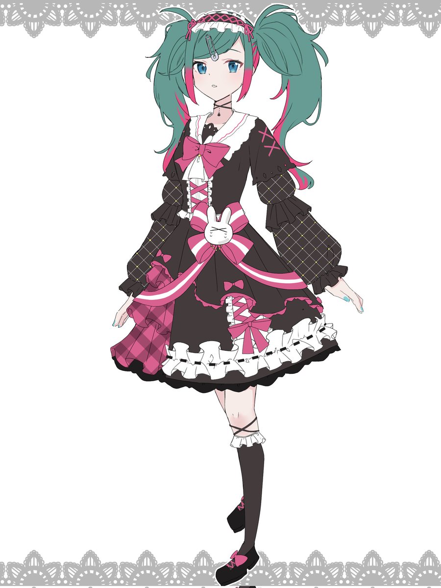 H_Nayu__'s tweet image. ゴスロリ風💫💚 #prsk_FA