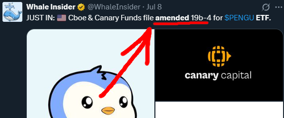 The PENGU ETF

but what does 'amended 19b-4' actually mean, and when?

I asked ChatGPT, and it’s pretty clear now.

1/6