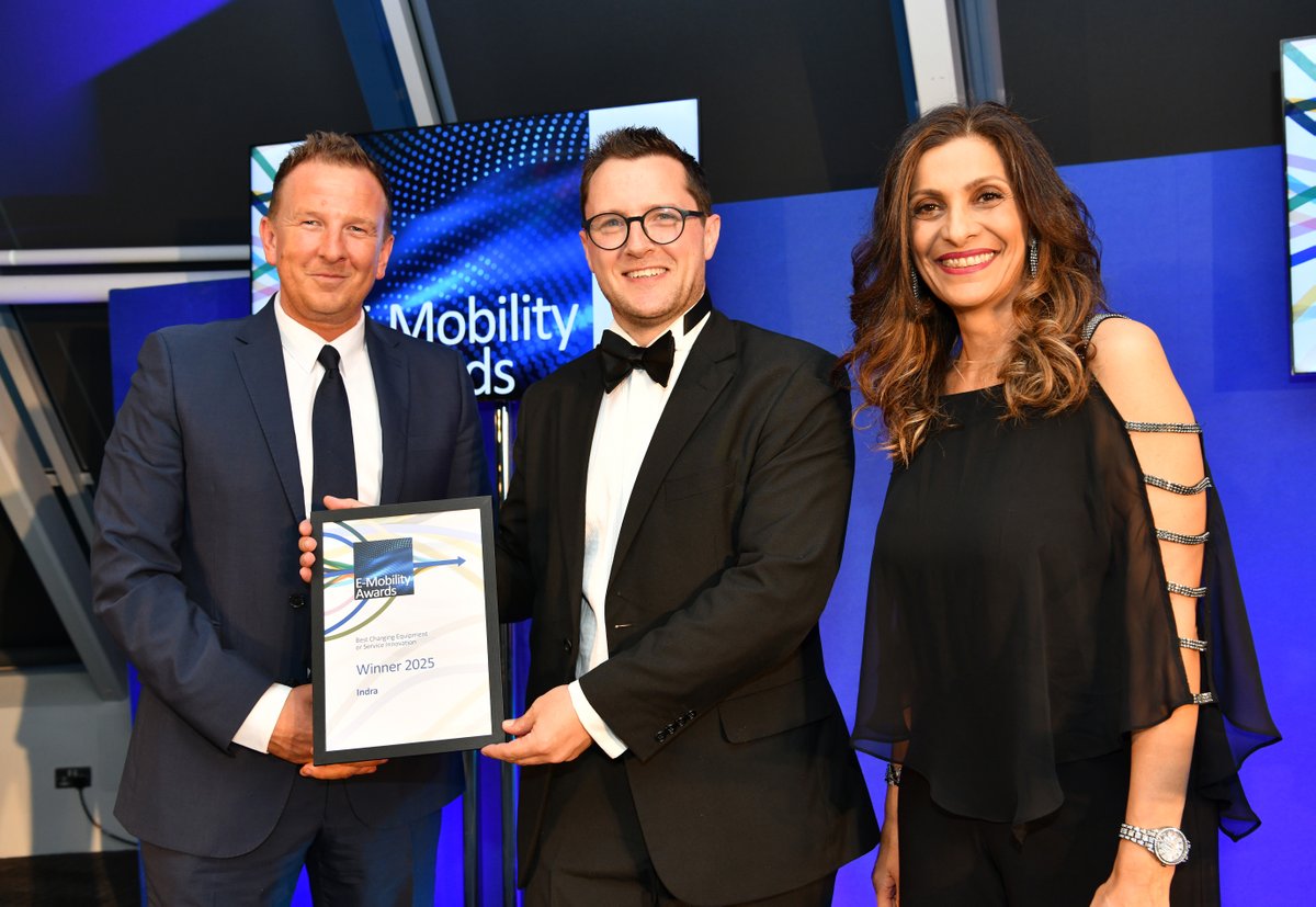 WINNERS 🏆

We're thrilled that Indra has won Best Charging Equipment or Service Innovation at the E-Mobility Awards 2025! 🥳

Judges praised our V2H trial, Allstar smart payments &amp; next-gen chargers.

Learn how we're building the future of EV charging 👉 loom.ly/LnpzssY